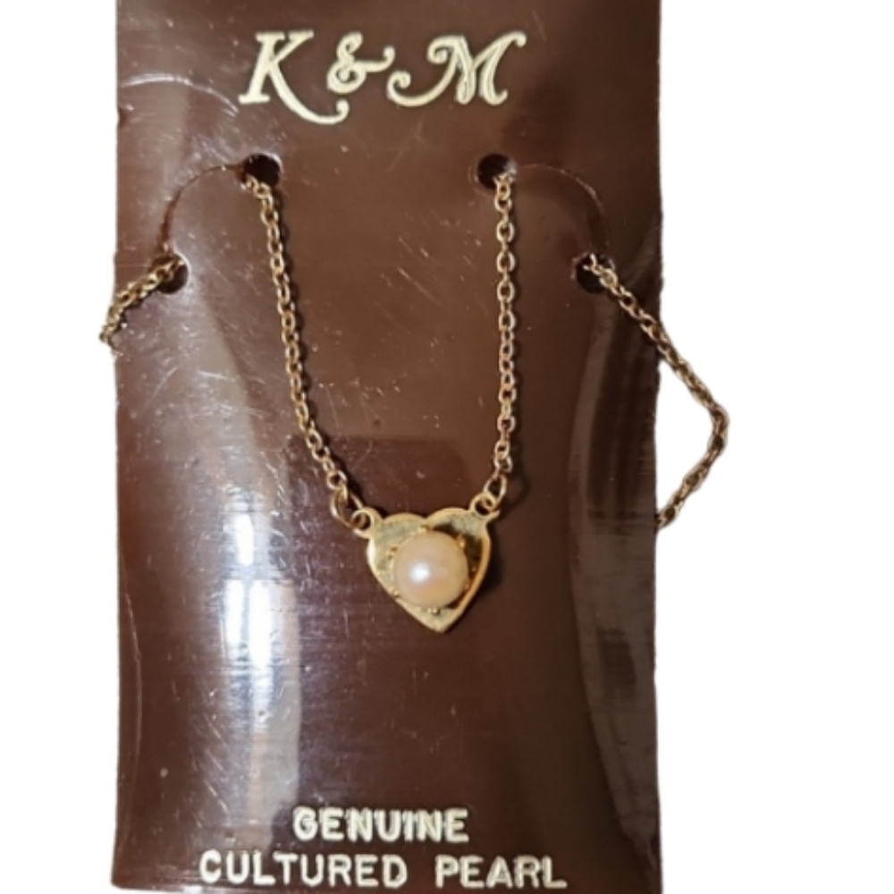 Fashion heart genuine pearl chain goldtone bracelet new
